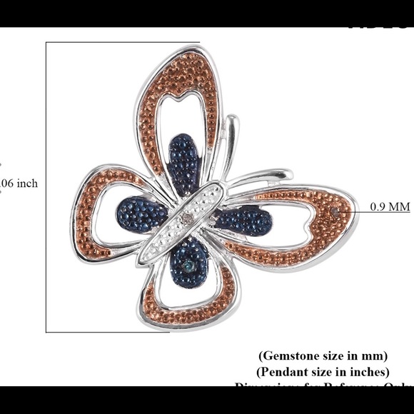 KARIS Multi Color diamond Butterfly Pendant - Picture 1 of 6